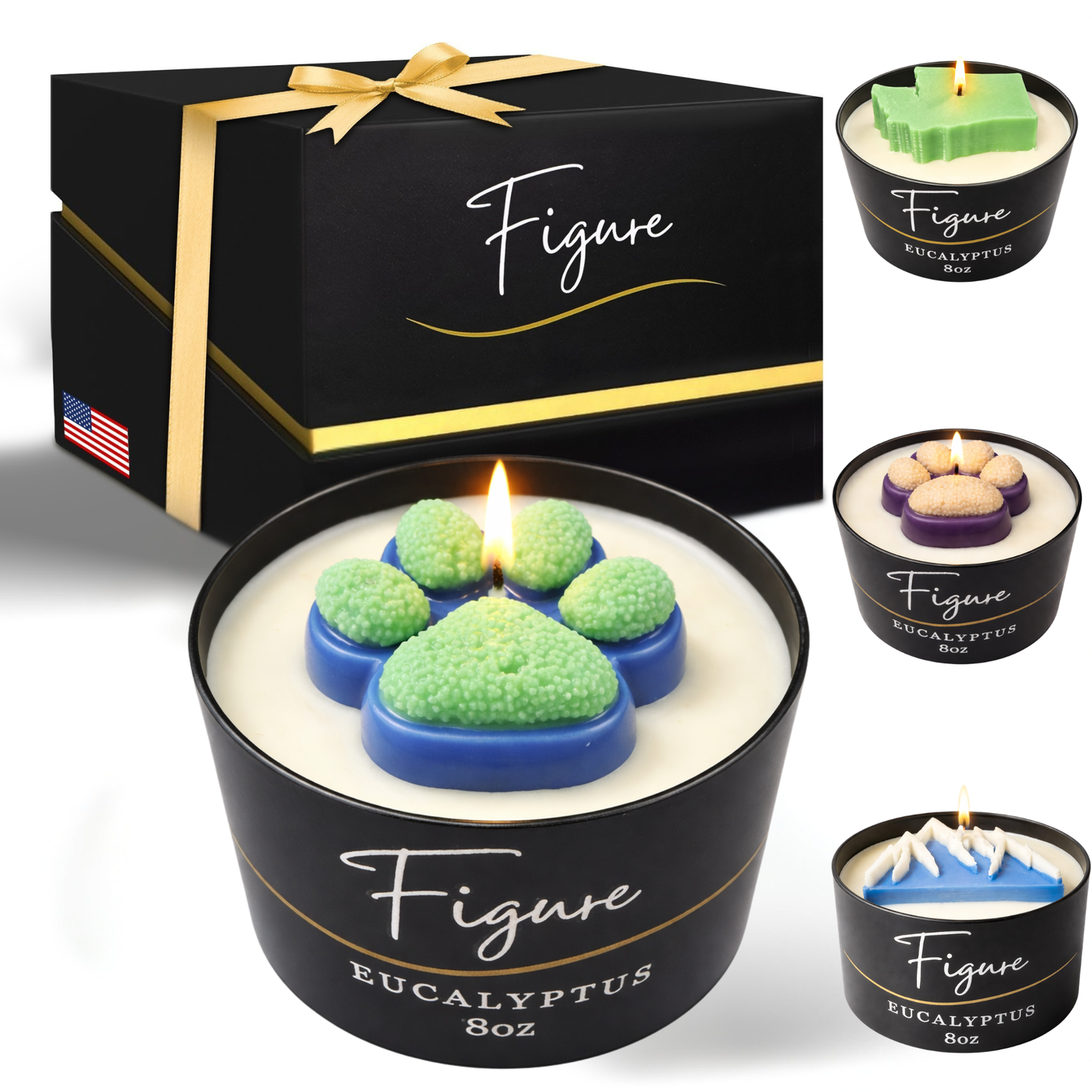 Seattle Blue & Green Dog Paw Candle | Football & Soccer Fan Gift | 8 oz