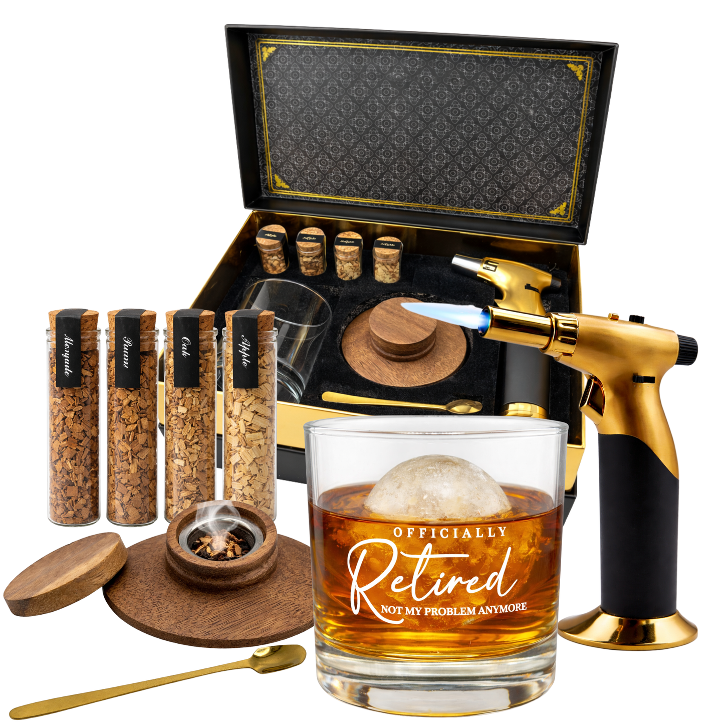 Whiskey Smoker Kit with Torch & Golf Glass