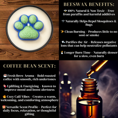 Seattle Blue & Green Dog Paw Candle | Football & Soccer Fan Gift | 8 oz
