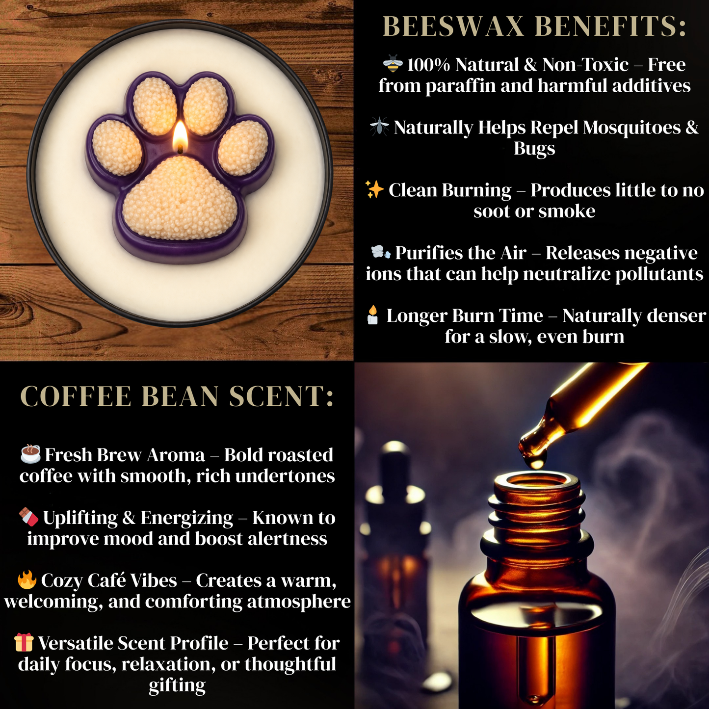 Purple & Gold Dog Paw Candle 🐾 UW Huskies | Non-Toxic 8 oz