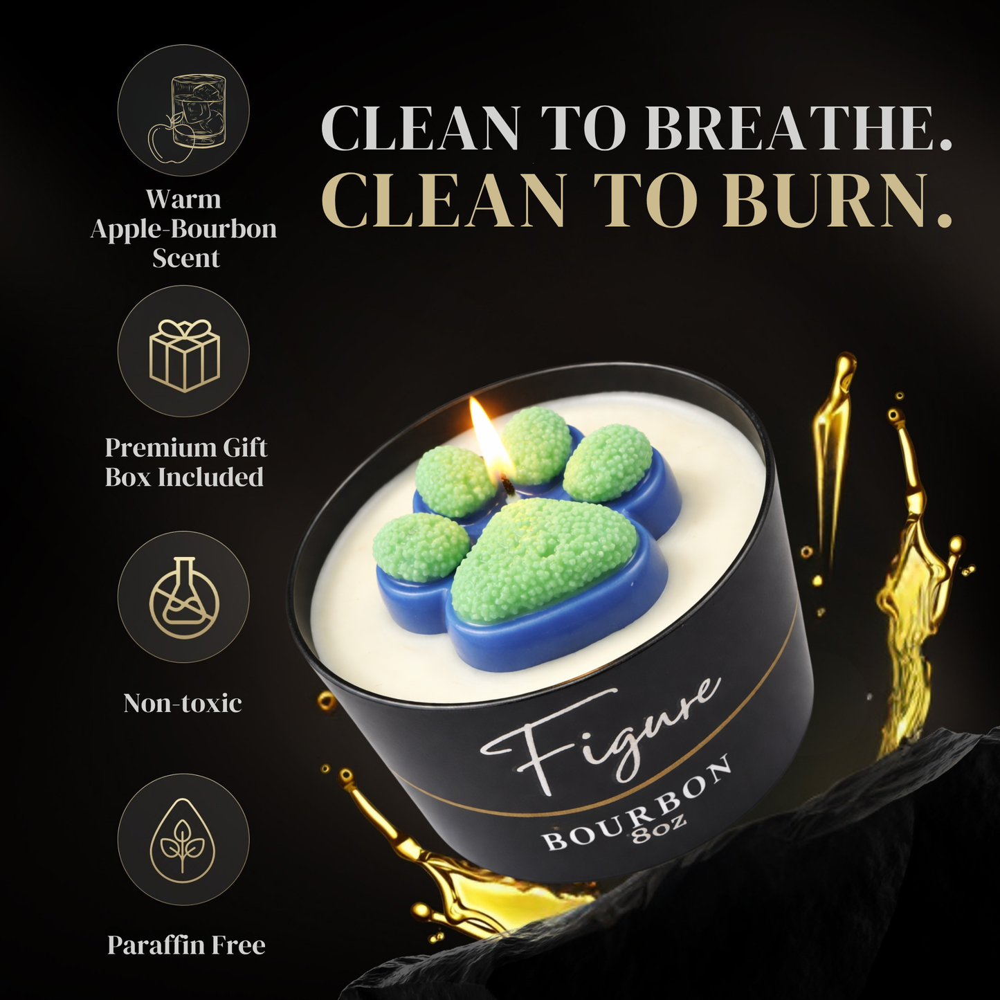 Seattle Blue & Green Dog Paw Candle | Football & Soccer Fan Gift | 8 oz