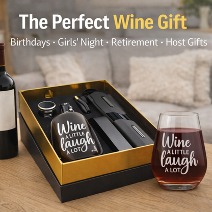 Premium Electric Wine Opener Gift Set – “Wine A Little, Laugh A Lot”