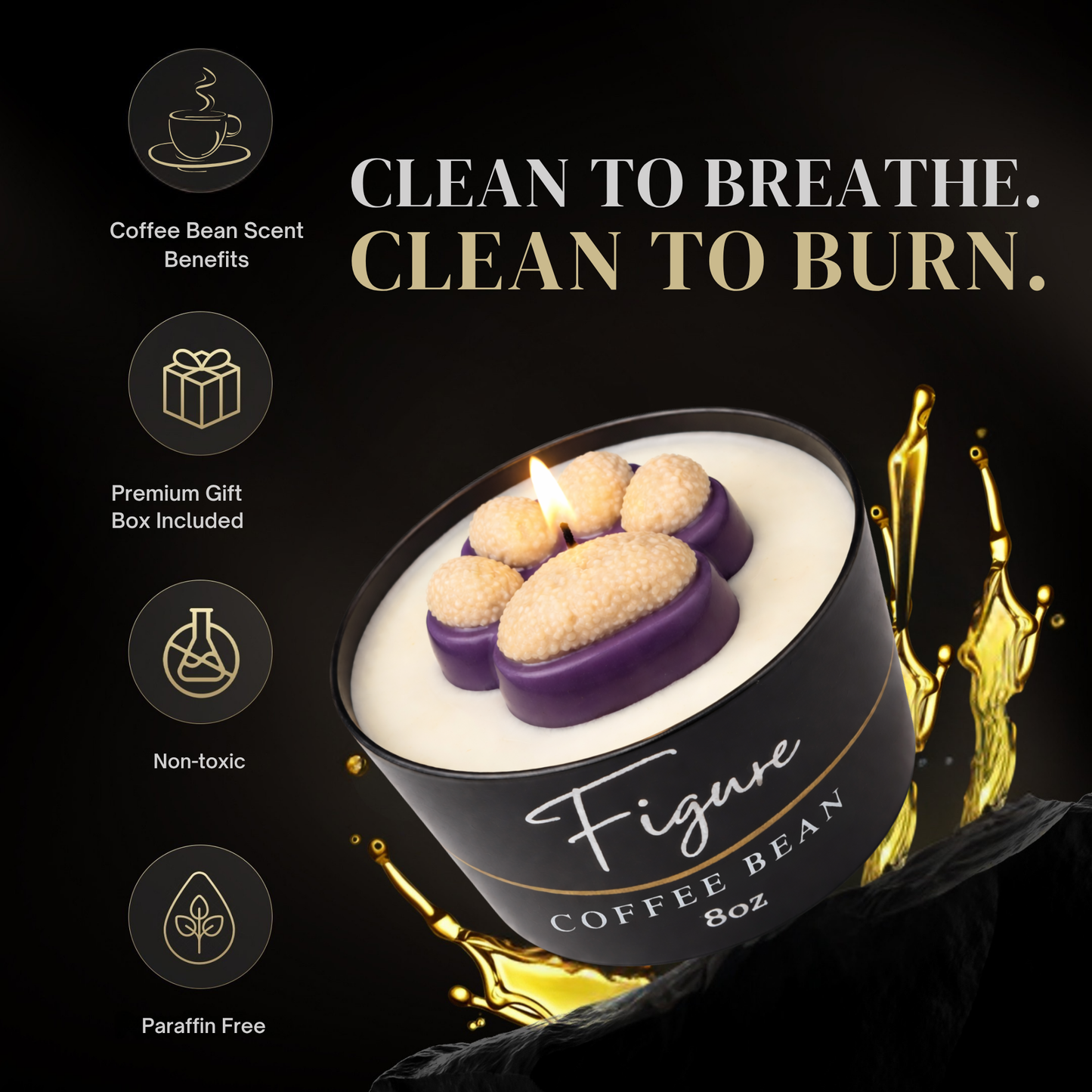 Purple & Gold Dog Paw Candle 🐾 UW Huskies | Non-Toxic 8 oz