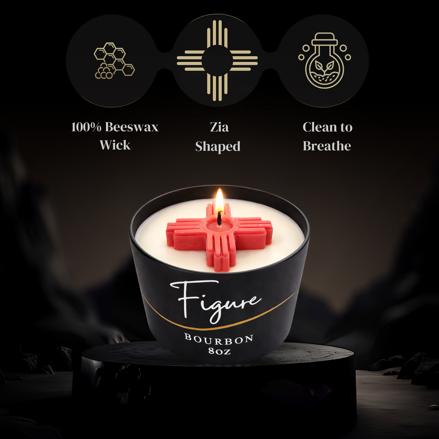 Red Zia Symbol Candle