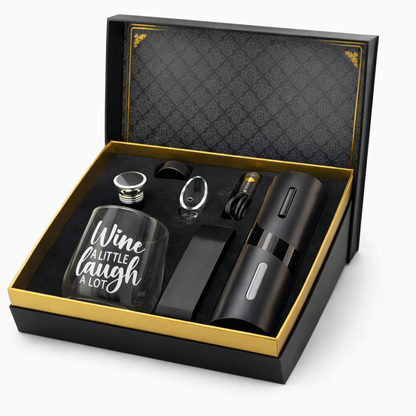 Premium Electric Wine Opener Gift Set – “Wine A Little, Laugh A Lot”