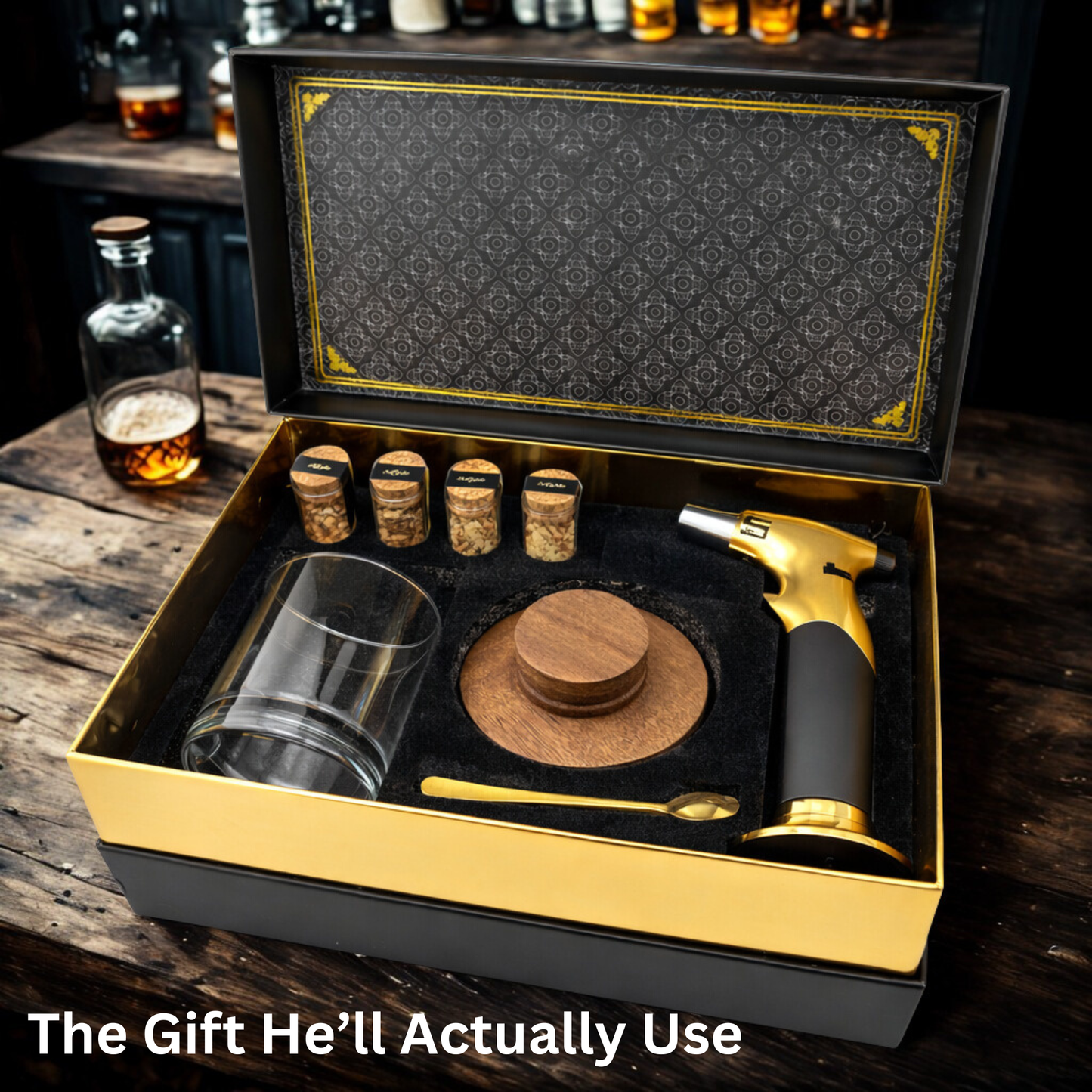 Whiskey Smoker Kit with Torch & Clear Glass