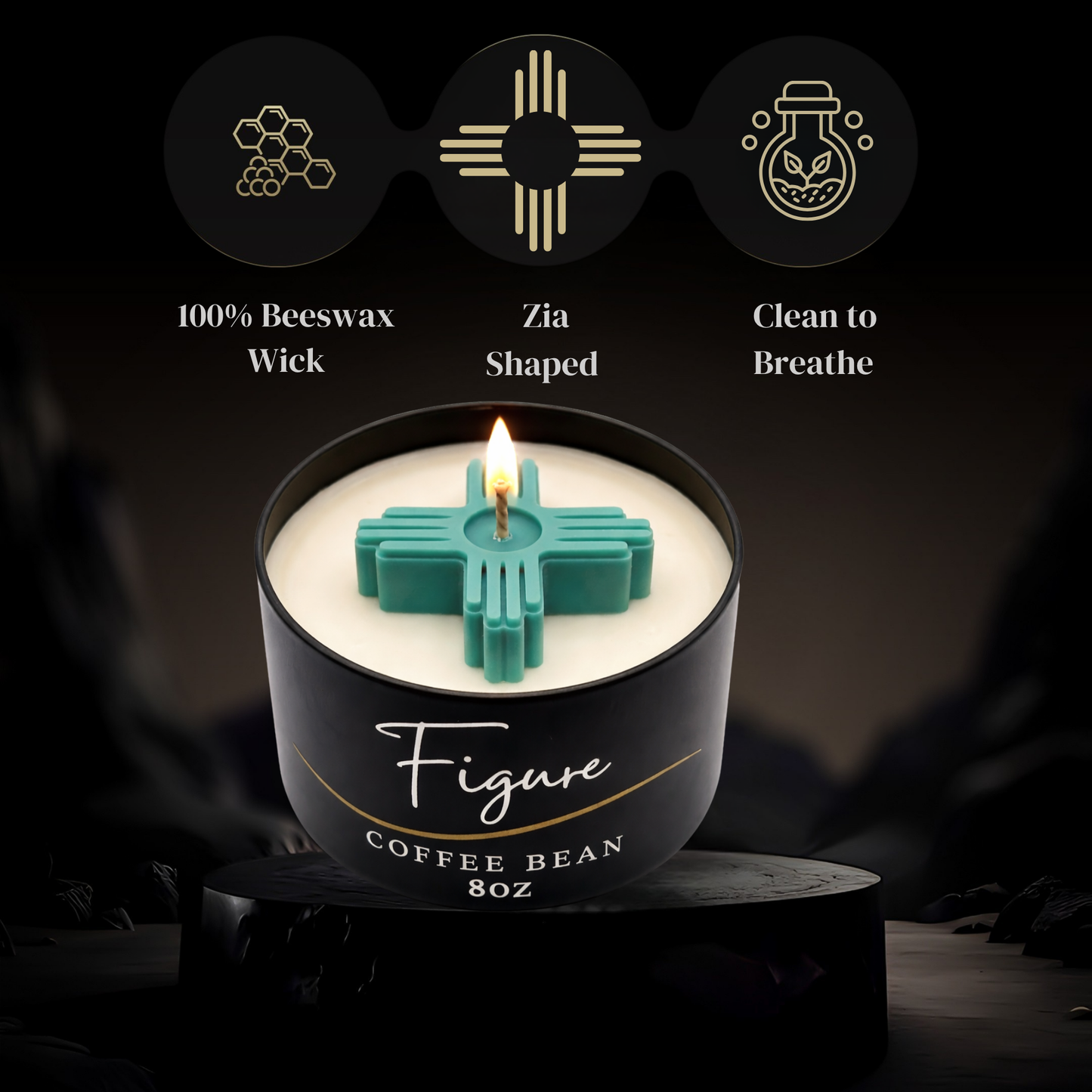Turquoise Zia Symbol Candle
