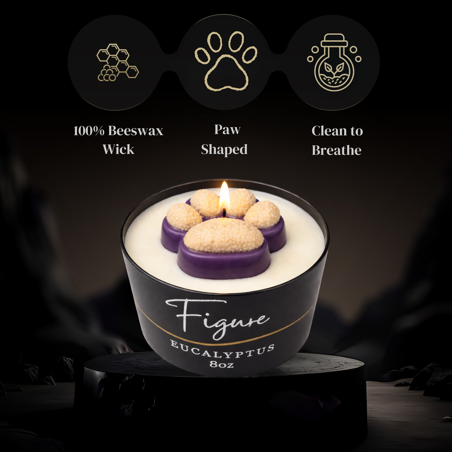 Purple & Gold Dog Paw Candle 🐾 UW Huskies | Non-Toxic 8 oz