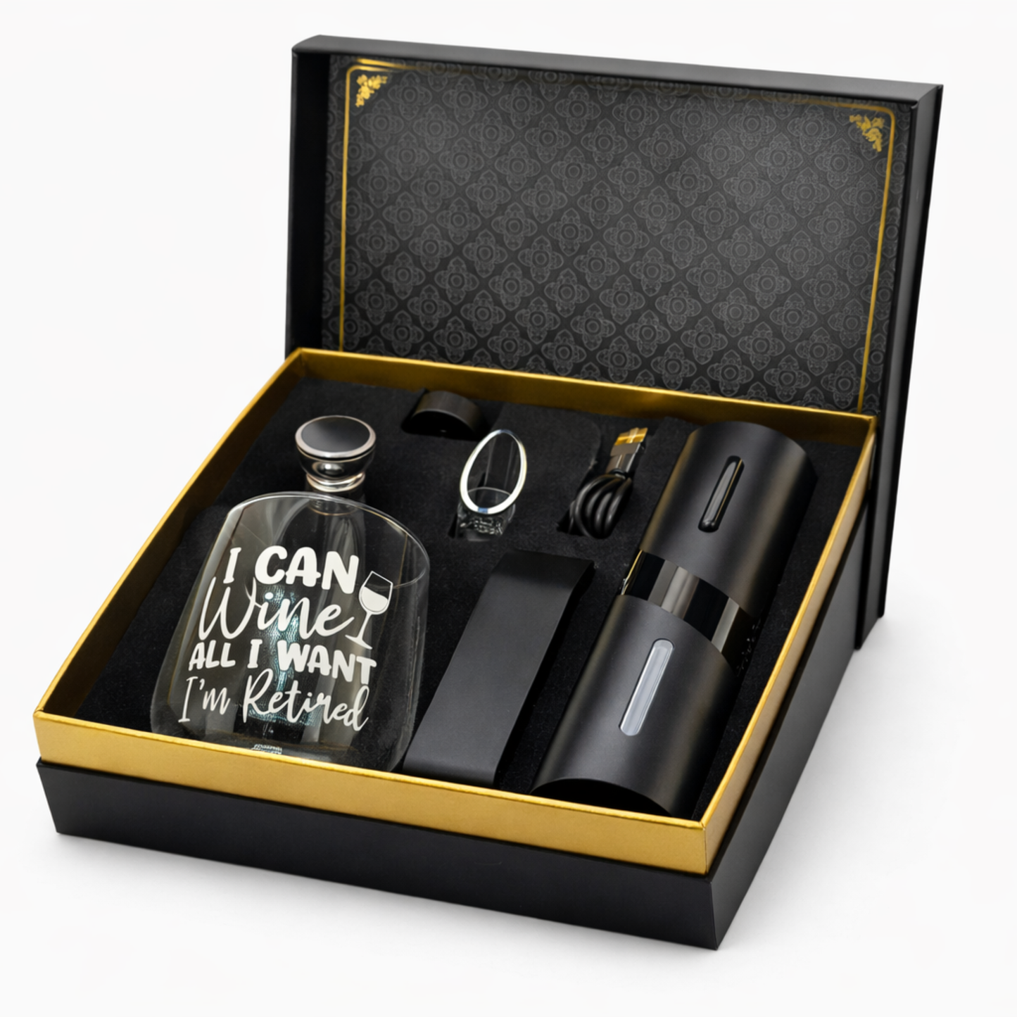 Premium Electric Wine Opener Gift Set – “I Can Wine All I Want, I'm Retired”