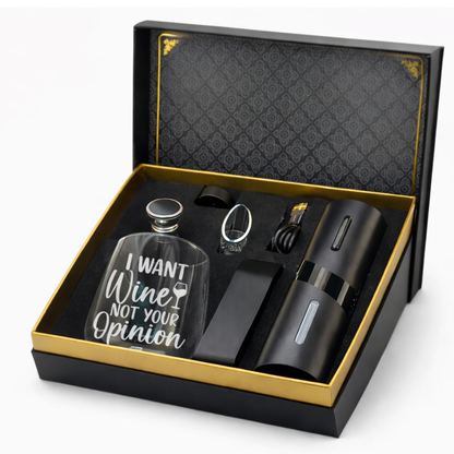 Premium Electric Wine Opener Gift Set – “I Want Wine, Not Your Opinion
