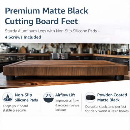 Premium Cutting Board Feet (Set of 4) – Non-Slip Silicone Grip | Brass, Stainless, or Black