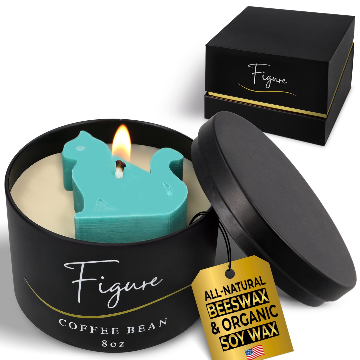 Teal Cat Candle