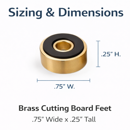 Premium Cutting Board Feet (Set of 4) – Non-Slip Silicone Grip | Brass, Stainless, or Black