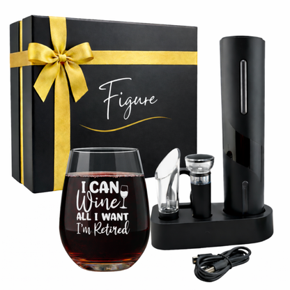 Premium Electric Wine Opener Gift Set – “Wine A Little, Laugh A Lot”