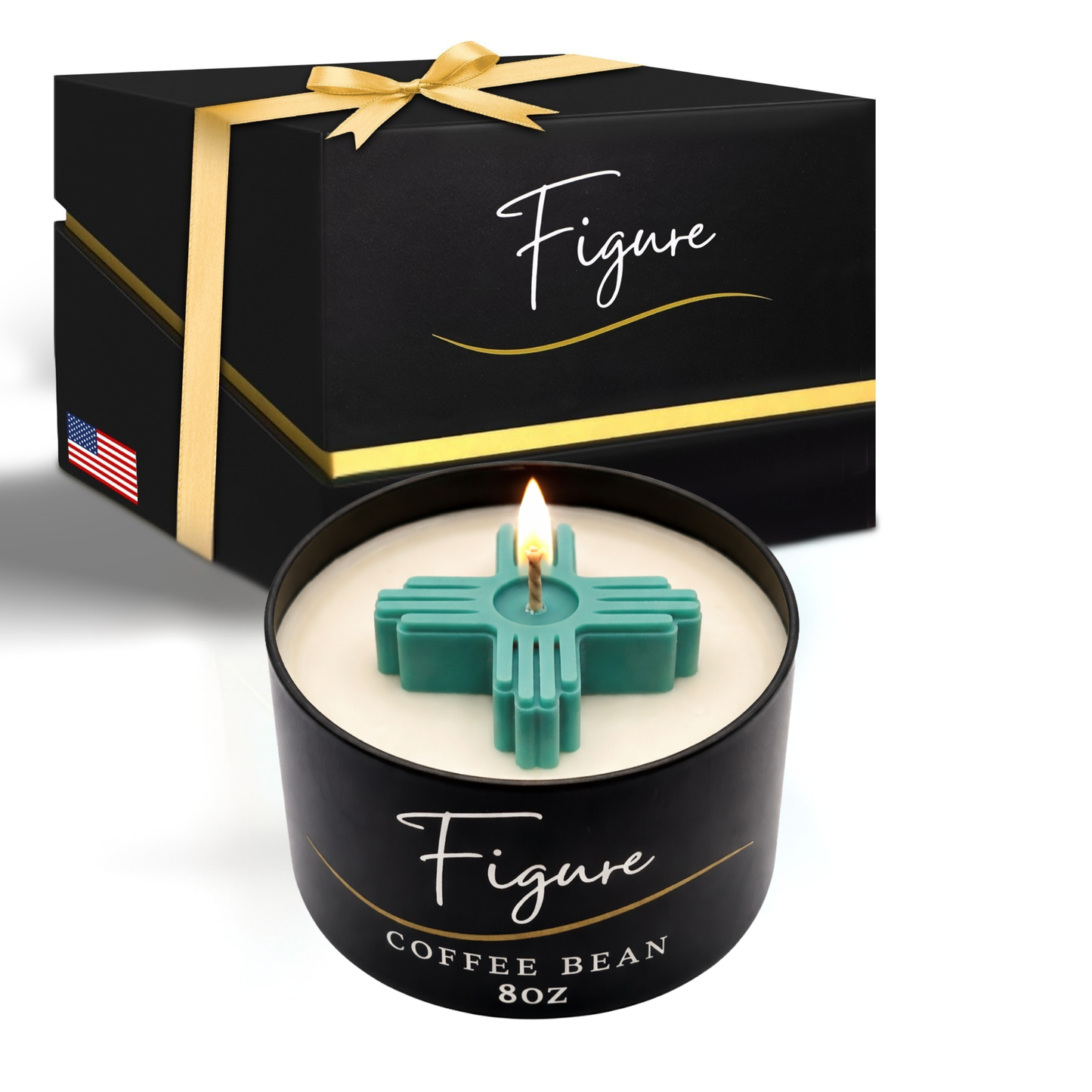 Turquoise Zia Symbol Candle