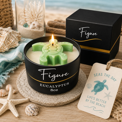 Sea Turtle Candle | Beach Decor, Coastal Home & Aquarium Gift | 8 oz Non-Toxic