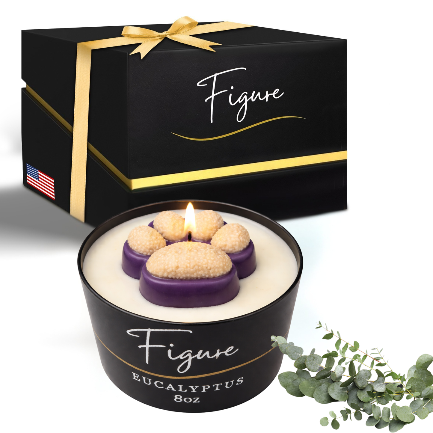 Purple & Gold Dog Paw Candle 🐾 UW Huskies | Non-Toxic 8 oz