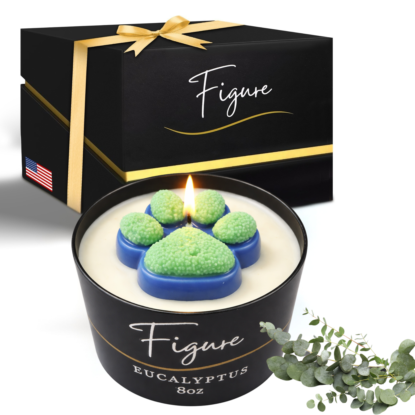 Seattle Blue & Green Dog Paw Candle | Football & Soccer Fan Gift | 8 oz