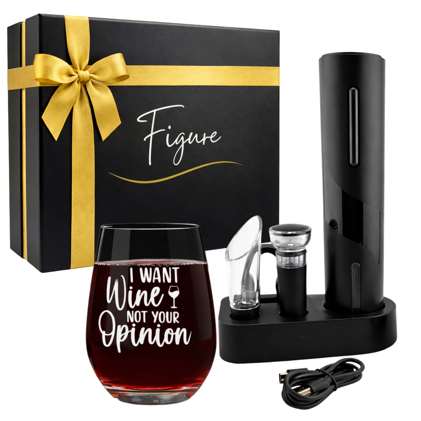 Premium Electric Wine Opener Gift Set – “Wine A Little, Laugh A Lot”