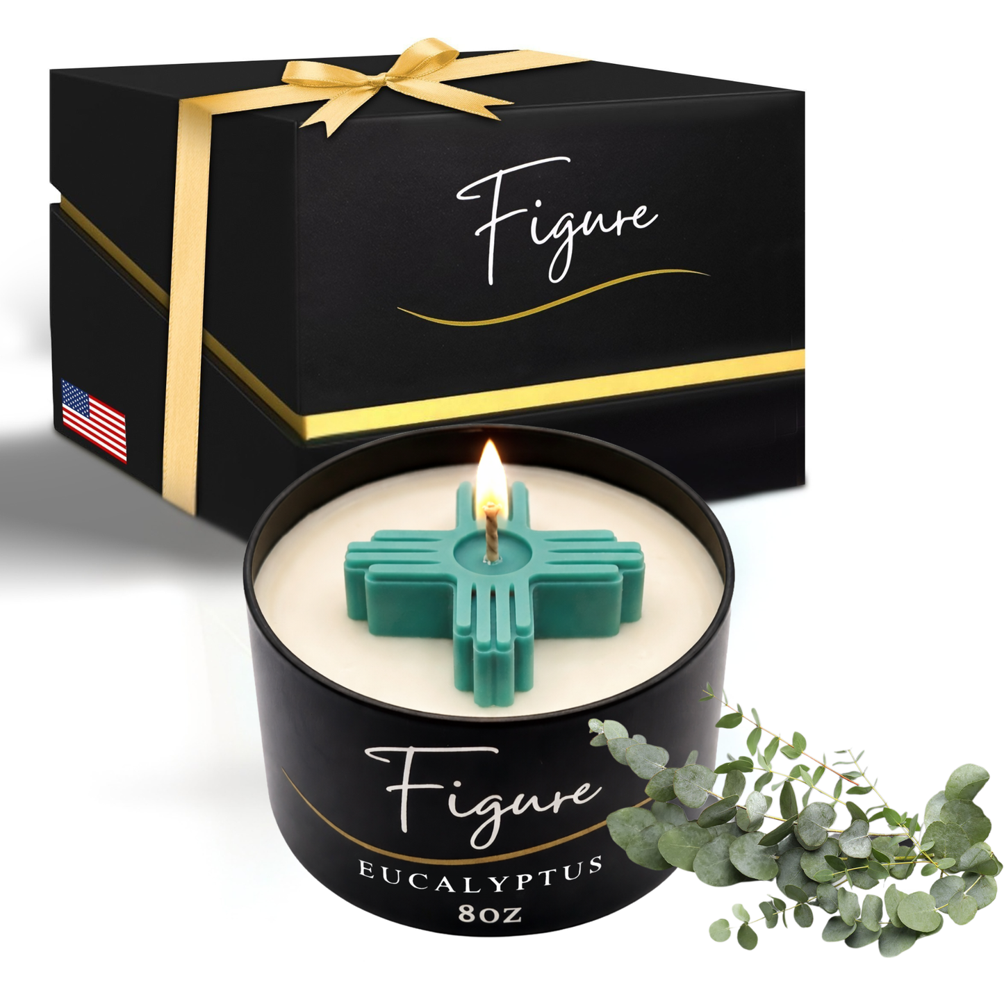 Turquoise Zia Symbol Candle