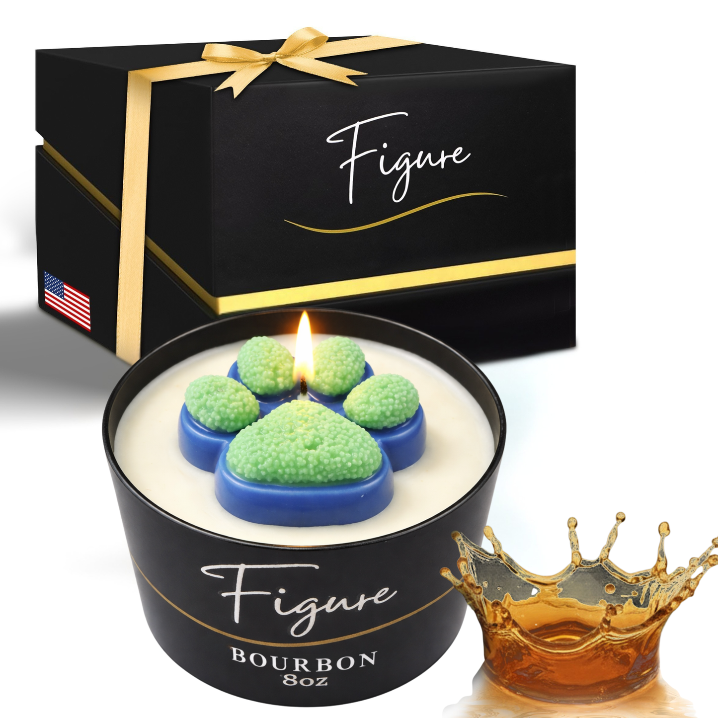 Seattle Blue & Green Dog Paw Candle | Football & Soccer Fan Gift | 8 oz