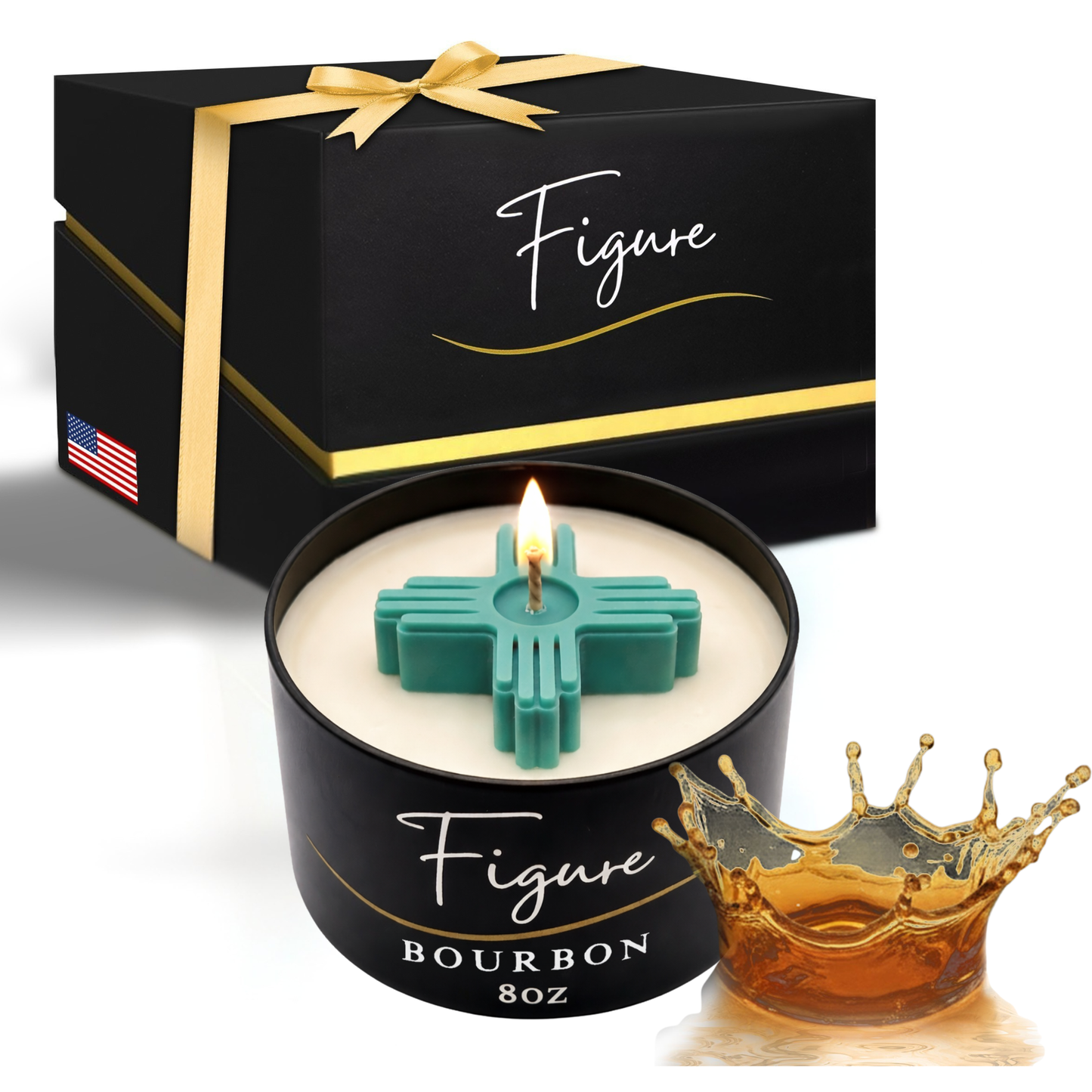 Turquoise Zia Symbol Candle
