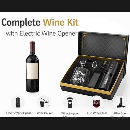 Premium Electric Wine Opener Gift Set – “Wine A Little, Laugh A Lot”