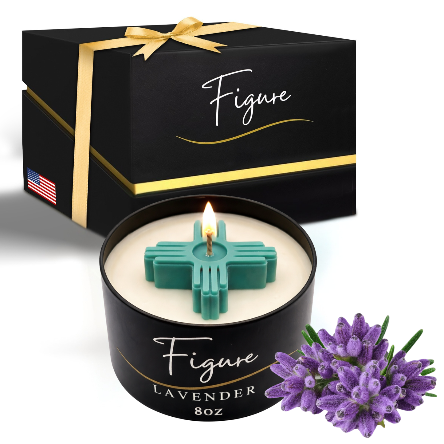 Turquoise Zia Symbol Candle