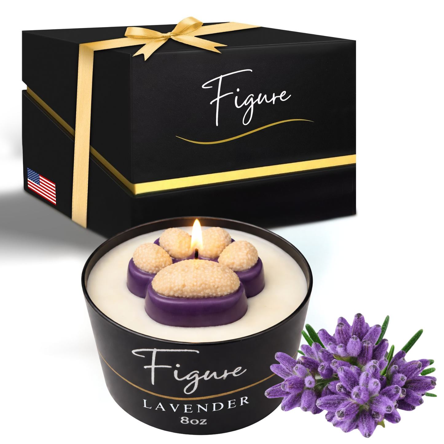 Purple & Gold Dog Paw Candle 🐾 UW Huskies | Non-Toxic 8 oz