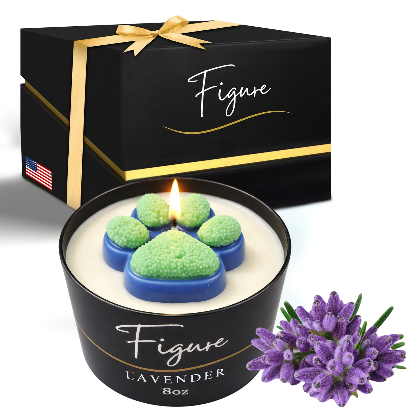 Seattle Blue & Green Dog Paw Candle | Football & Soccer Fan Gift | 8 oz