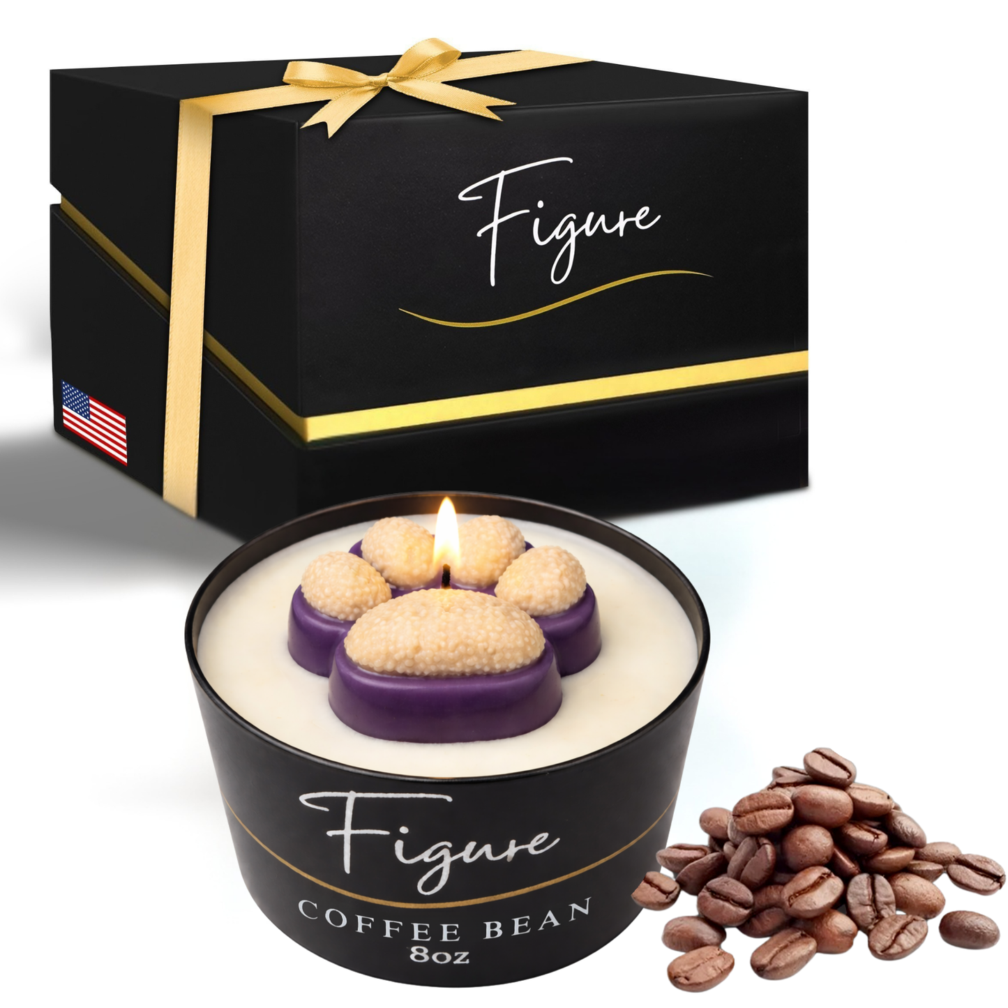 Purple & Gold Dog Paw Candle 🐾 UW Huskies | Non-Toxic 8 oz