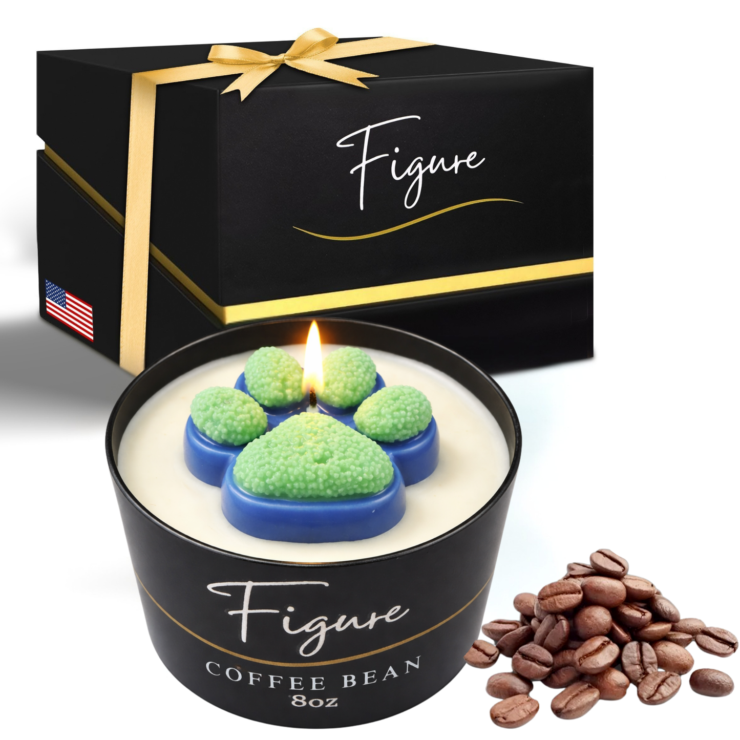 Seattle Blue & Green Dog Paw Candle | Football & Soccer Fan Gift | 8 oz