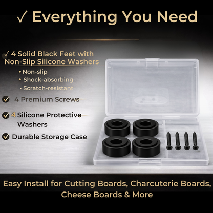 Premium Cutting Board Feet (Set of 4) – Non-Slip Silicone Grip | Brass, Stainless, or Black
