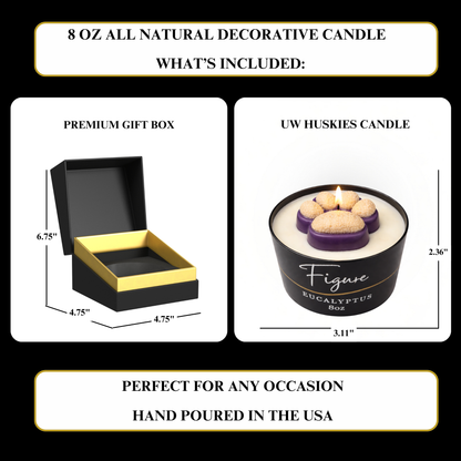 Purple & Gold Dog Paw Candle 🐾 UW Huskies | Non-Toxic 8 oz