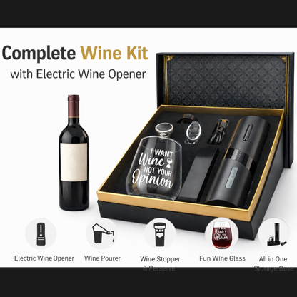 Premium Electric Wine Opener Gift Set – “I Want Wine, Not Your Opinion