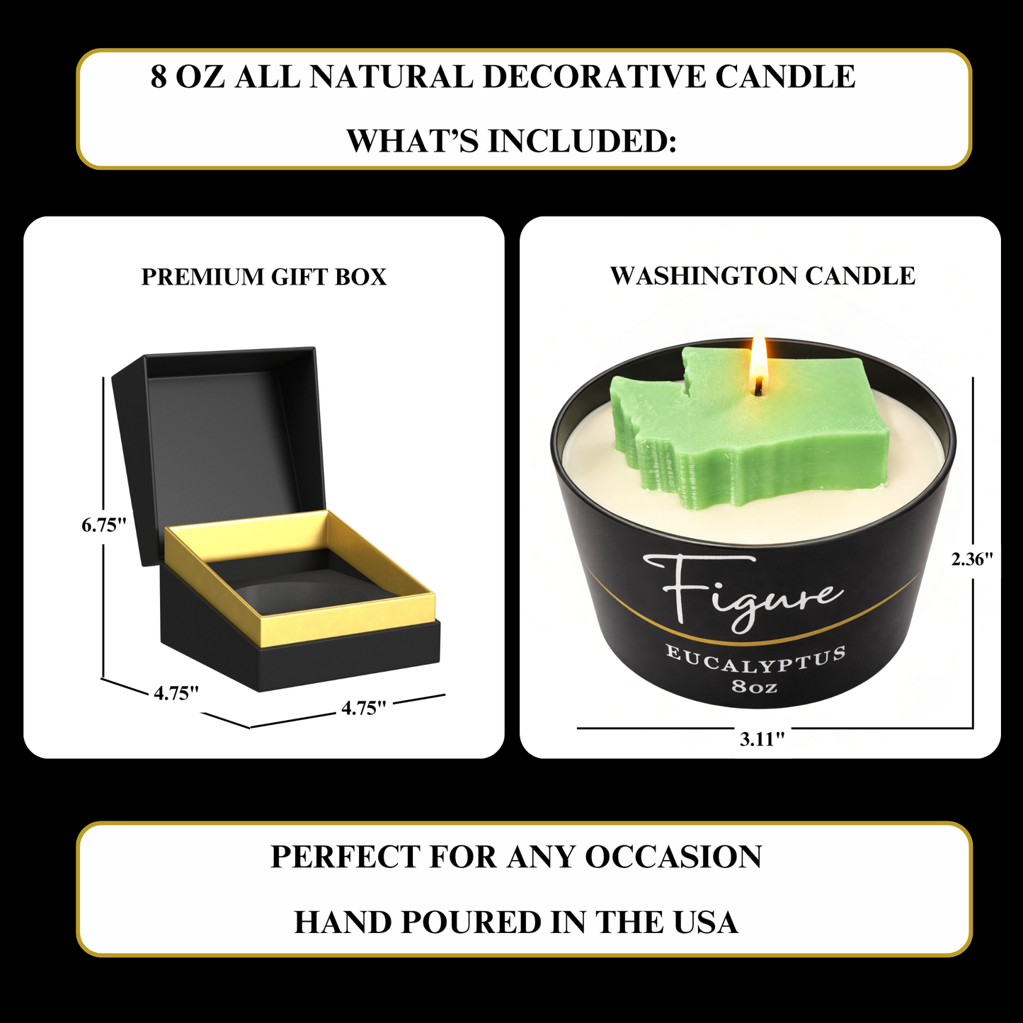 Washington State Shaped Candle | Pacific Northwest Decor | 8 oz Non-Toxic