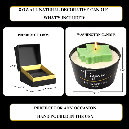 Washington State Shaped Candle | Pacific Northwest Decor | 8 oz Non-Toxic