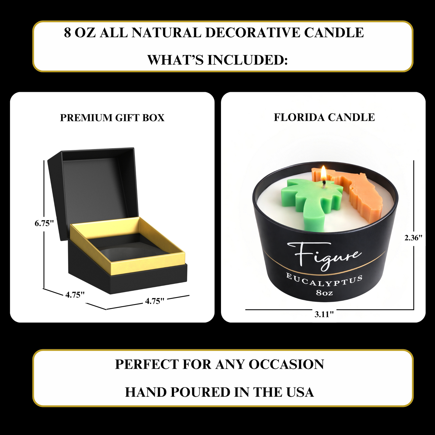 Florida State Palm Tree Candle | Tropical Coastal Decor | Non-Toxic 8 oz