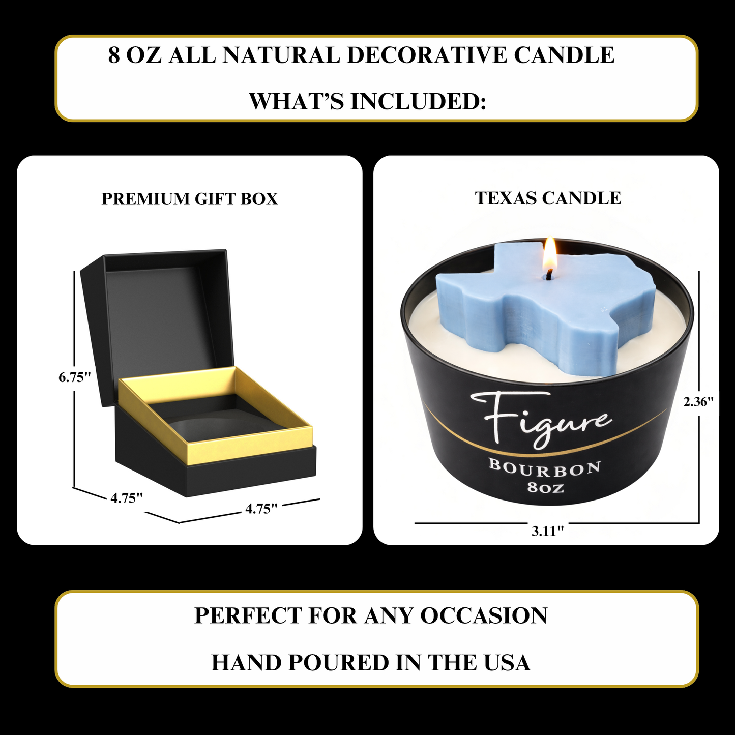 Texas State Candle 🤠 Western Decor | Non-Toxic 8 oz | Gift Ready