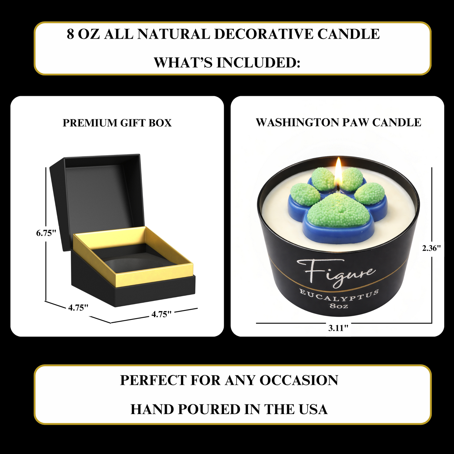 Seattle Blue & Green Dog Paw Candle | Football & Soccer Fan Gift | 8 oz