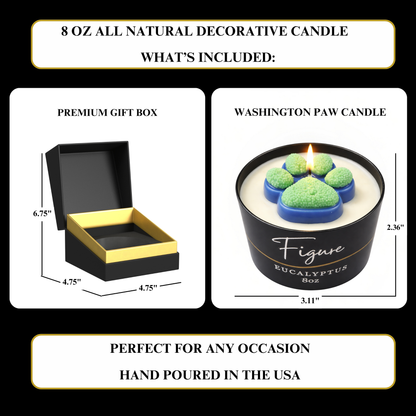 Seattle Blue & Green Dog Paw Candle | Football & Soccer Fan Gift | 8 oz