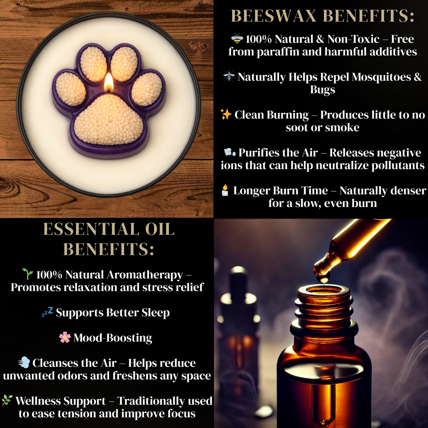 Purple & Gold Dog Paw Candle 🐾 UW Huskies | Non-Toxic 8 oz