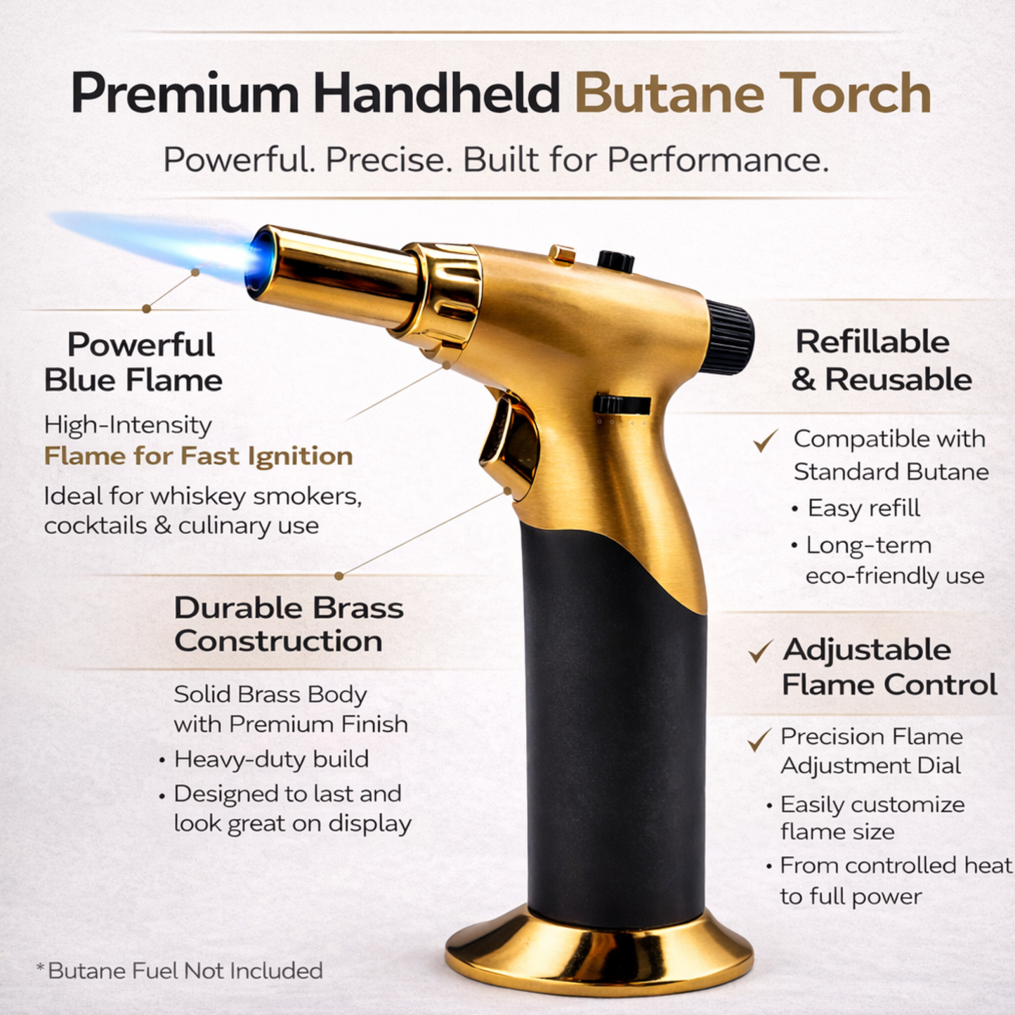 Whiskey Smoker Kit with Torch & Clear Glass