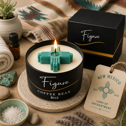 Turquoise Zia Symbol Candle