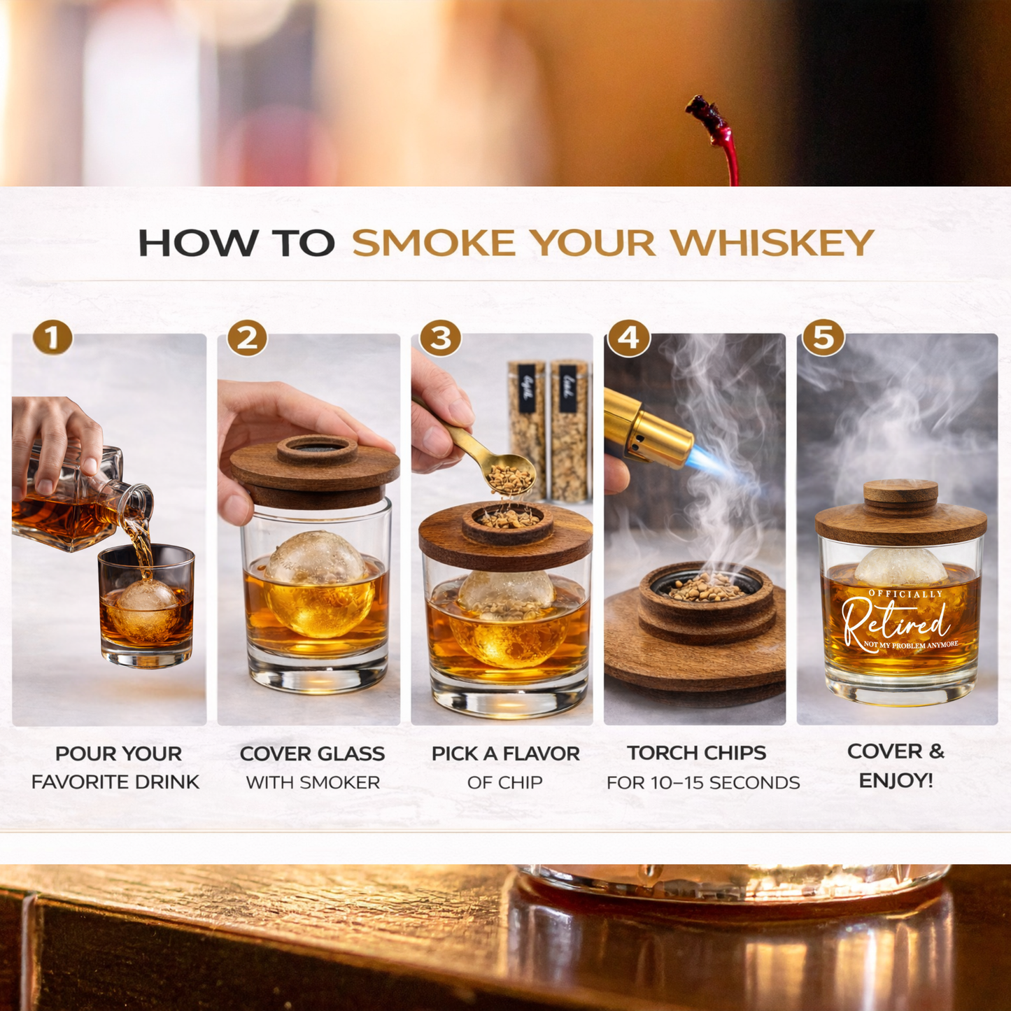 Whiskey Smoker Kit with Torch & Clear Glass