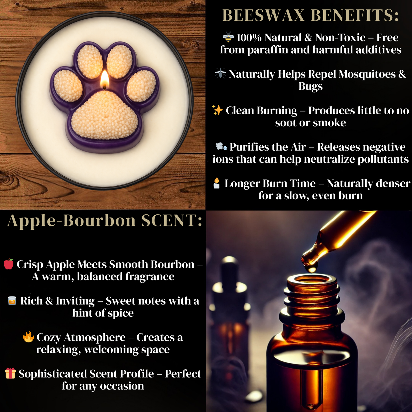 Purple & Gold Dog Paw Candle 🐾 UW Huskies | Non-Toxic 8 oz