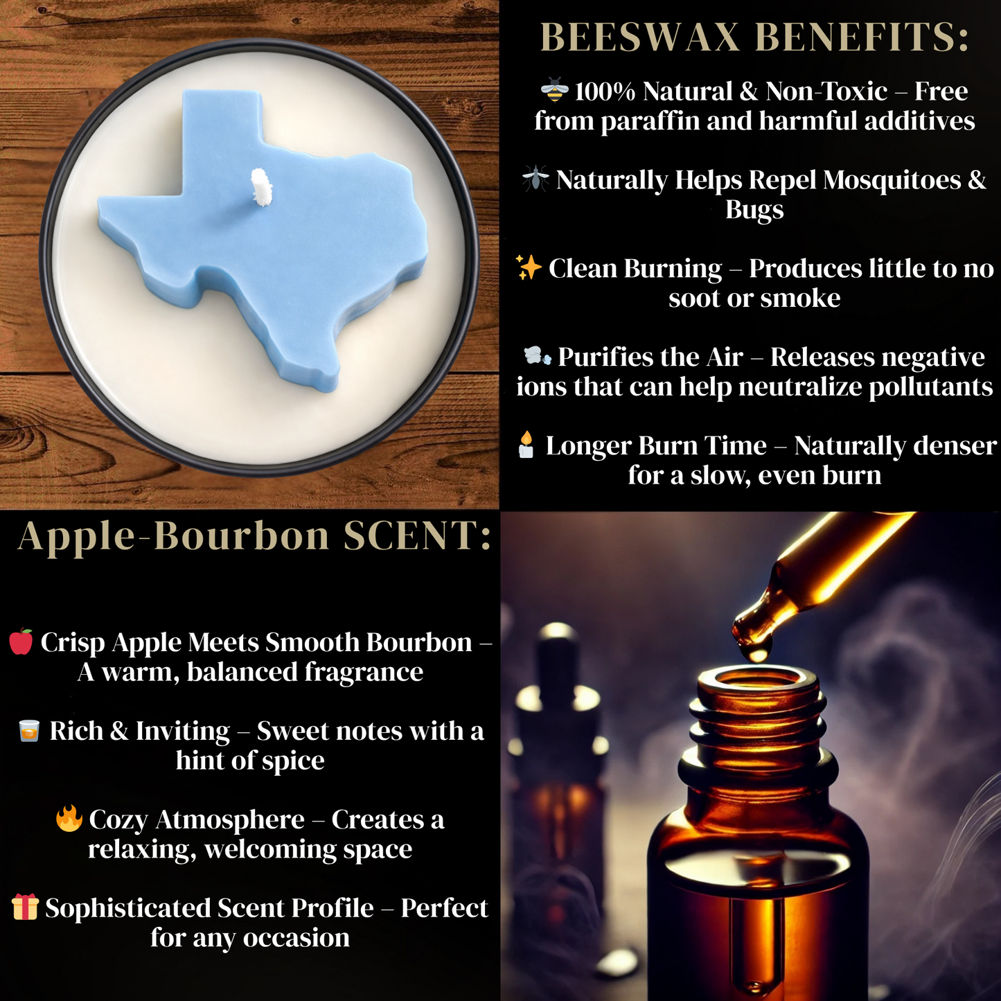 Texas State Candle 🤠 Western Decor | Non-Toxic 8 oz | Gift Ready