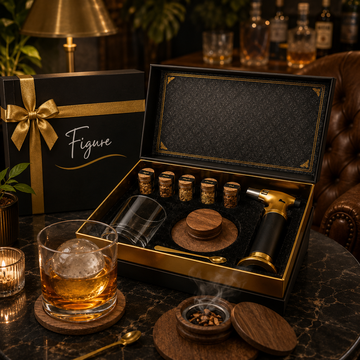Whiskey Smoker Kit with Torch & Clear Glass
