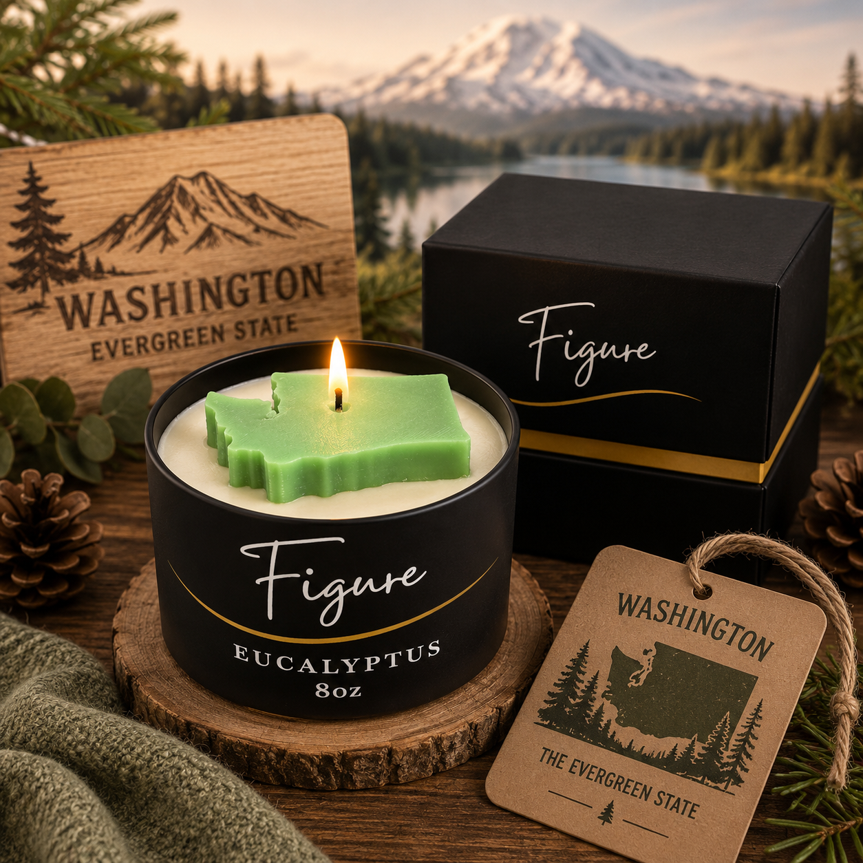 Washington State Shaped Candle | Pacific Northwest Decor | 8 oz Non-Toxic