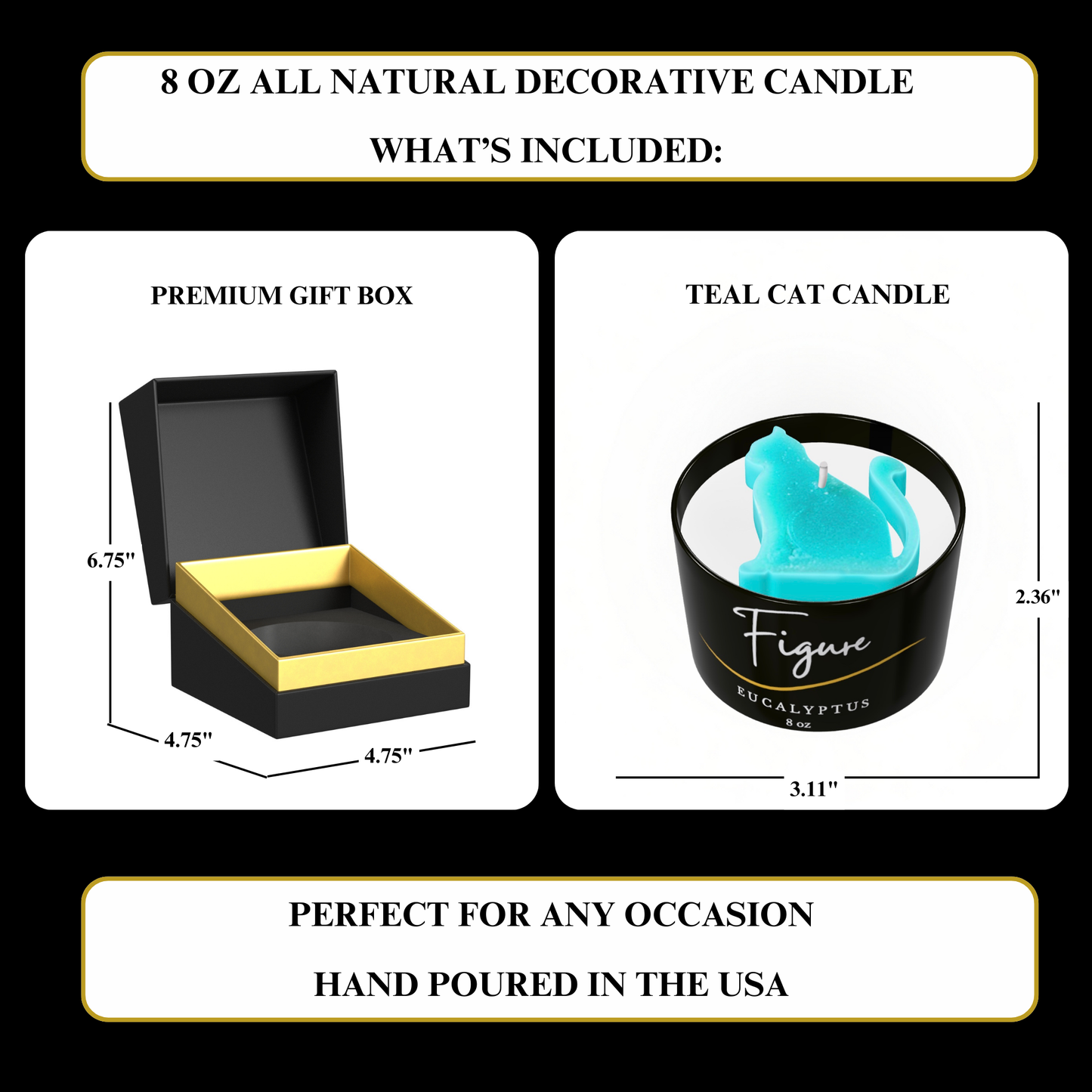 Teal Cat Candle